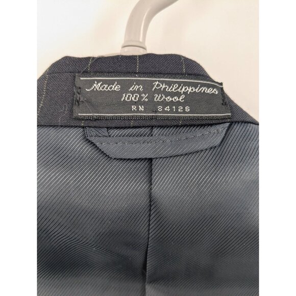 Jeffrey Banks Pinstriped 100% Wool Blazer Jacket Men Size 46L Two Button Office - Picture 11 of 13